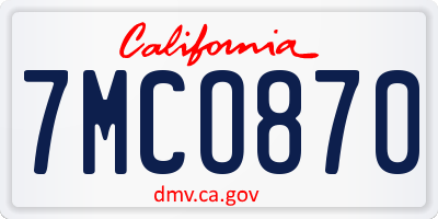 CA license plate 7MCO870