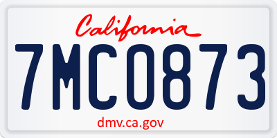 CA license plate 7MCO873