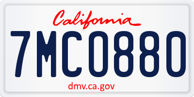 CA license plate 7MCO880