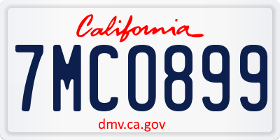 CA license plate 7MCO899