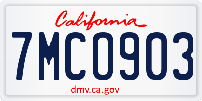 CA license plate 7MCO903