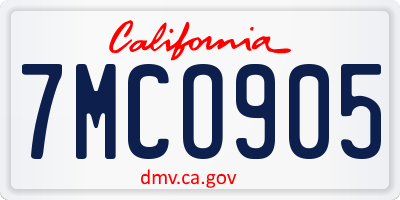 CA license plate 7MCO905