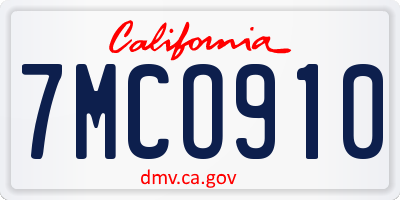 CA license plate 7MCO910