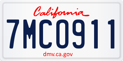 CA license plate 7MCO911