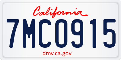 CA license plate 7MCO915