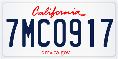 CA license plate 7MCO917