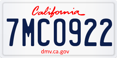 CA license plate 7MCO922