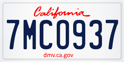 CA license plate 7MCO937