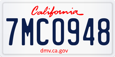 CA license plate 7MCO948
