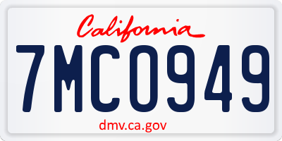 CA license plate 7MCO949