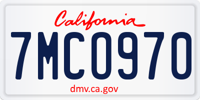 CA license plate 7MCO970