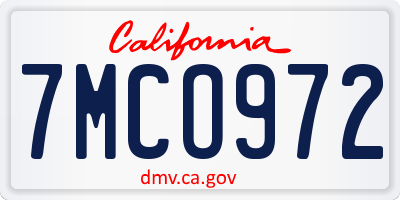 CA license plate 7MCO972