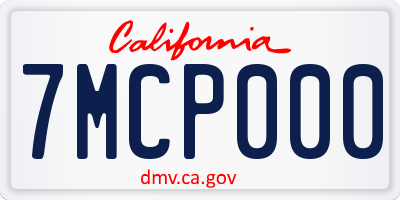 CA license plate 7MCP000