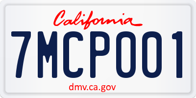 CA license plate 7MCP001