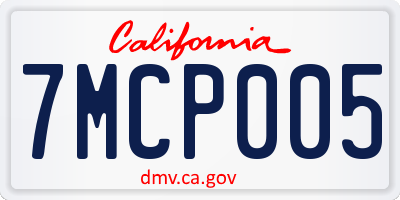 CA license plate 7MCP005