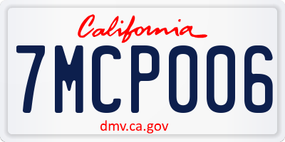 CA license plate 7MCP006