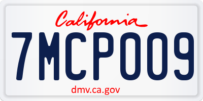 CA license plate 7MCP009