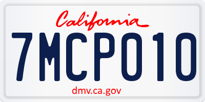 CA license plate 7MCP010