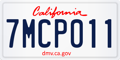 CA license plate 7MCP011