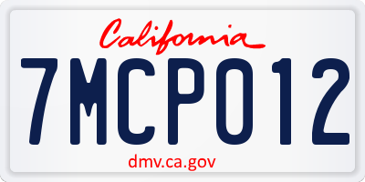 CA license plate 7MCP012