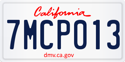 CA license plate 7MCP013