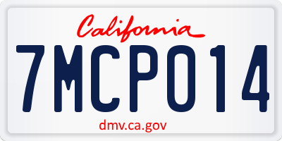 CA license plate 7MCP014