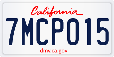 CA license plate 7MCP015