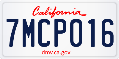 CA license plate 7MCP016