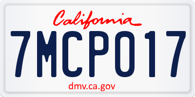 CA license plate 7MCP017