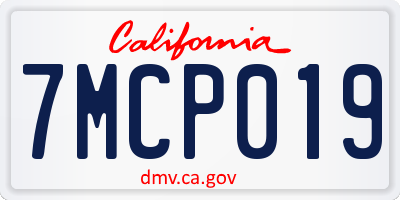 CA license plate 7MCP019