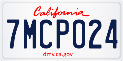 CA license plate 7MCP024