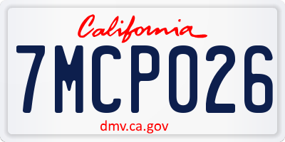 CA license plate 7MCP026