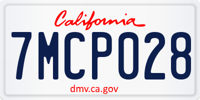 CA license plate 7MCP028
