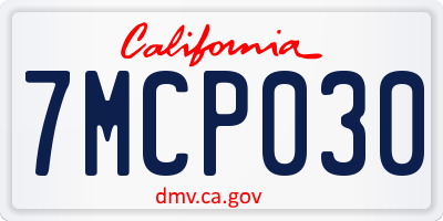 CA license plate 7MCP030