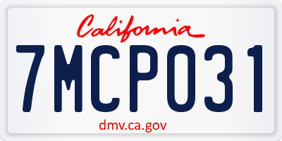 CA license plate 7MCP031