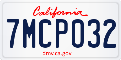 CA license plate 7MCP032