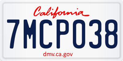 CA license plate 7MCP038