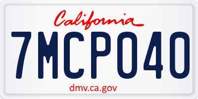 CA license plate 7MCP040