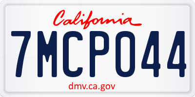 CA license plate 7MCP044