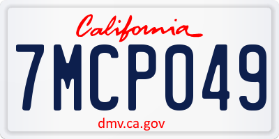 CA license plate 7MCP049