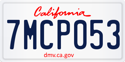 CA license plate 7MCP053