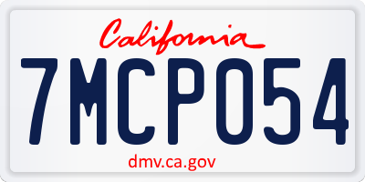 CA license plate 7MCP054