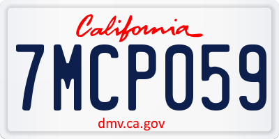 CA license plate 7MCP059