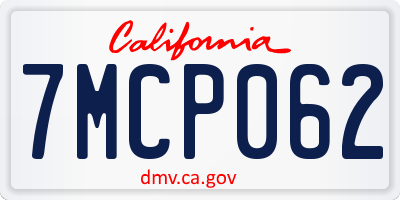 CA license plate 7MCP062