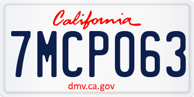 CA license plate 7MCP063