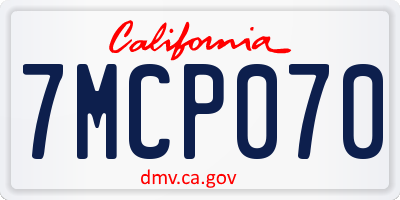 CA license plate 7MCP070