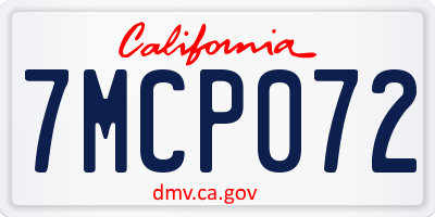 CA license plate 7MCP072