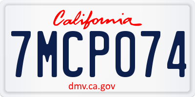CA license plate 7MCP074