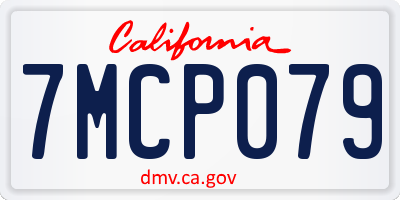 CA license plate 7MCP079
