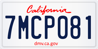 CA license plate 7MCP081